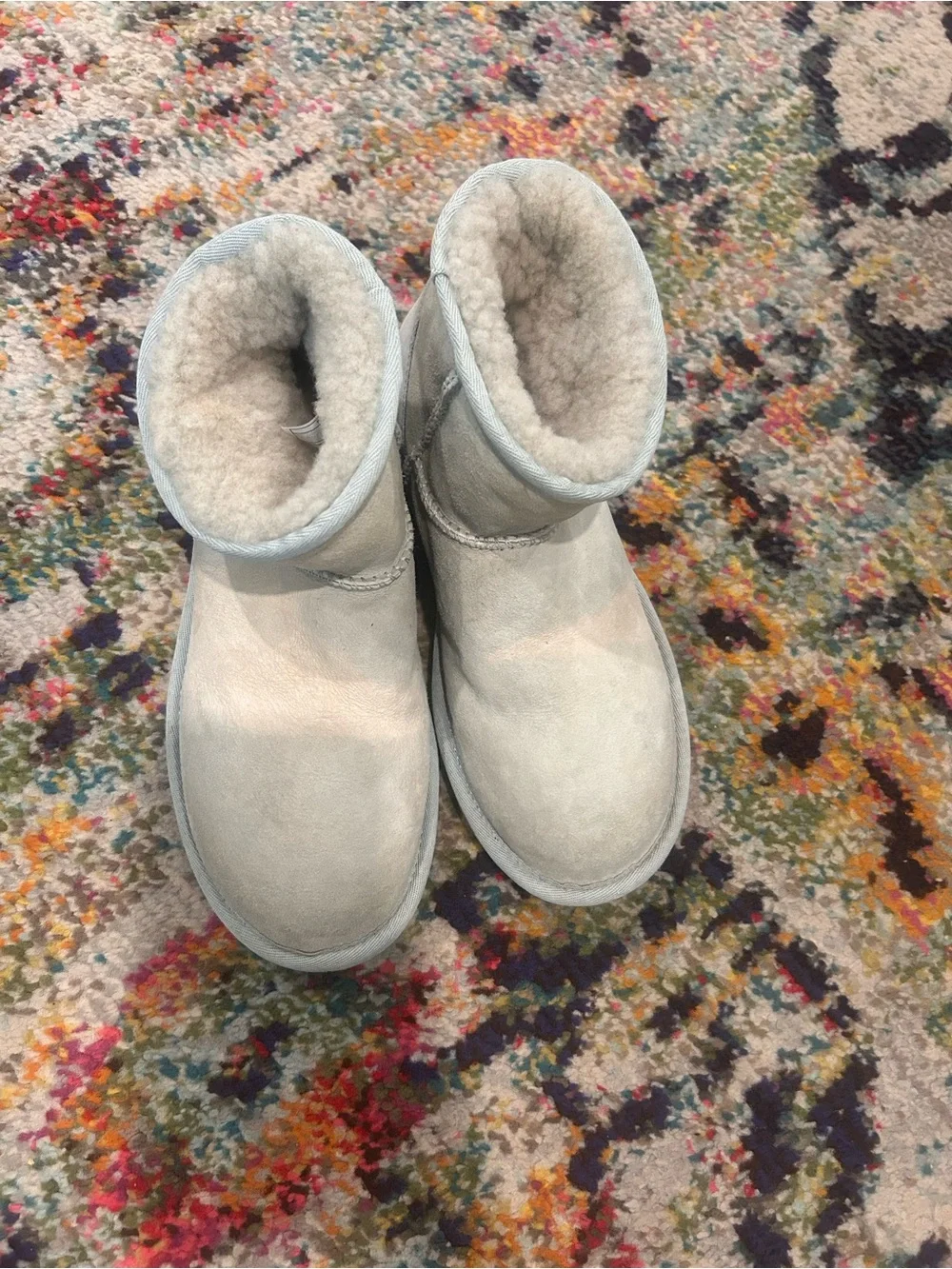 UGG Light Blue Short Suede Shearling Boots